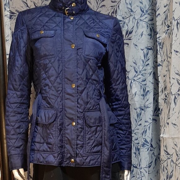Banana Republic Blue Quilted Coat Size M - Picture 3 of 8